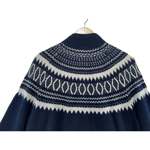 St. Johns Bay Mens Outdoor Fair Isle Full Zip Cardigan Sweater L Navy & White - Picture 12 of 12